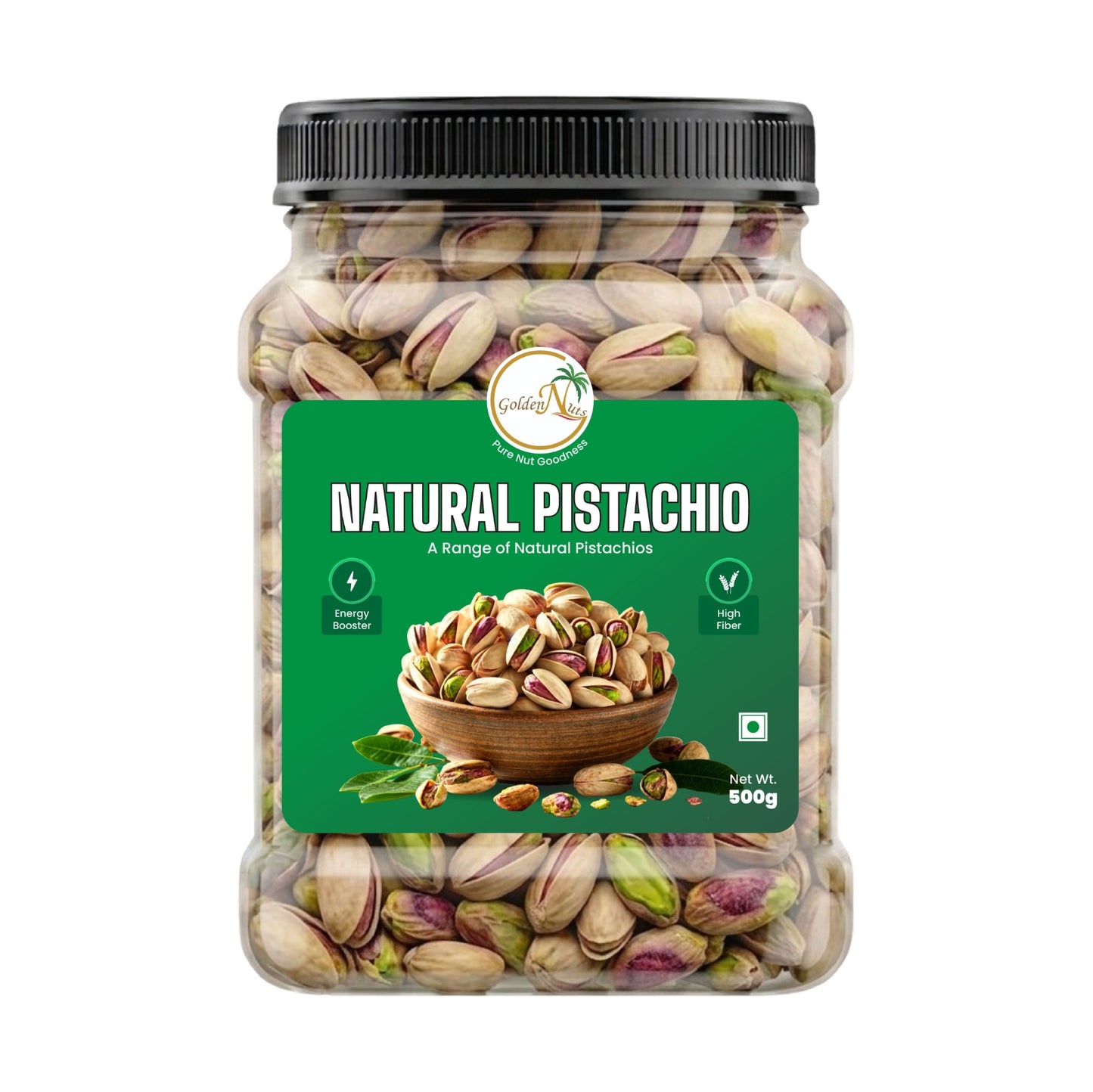 Golden Nuts Premium Roasted & Salted Pistachios (Pista) - 500g Jar