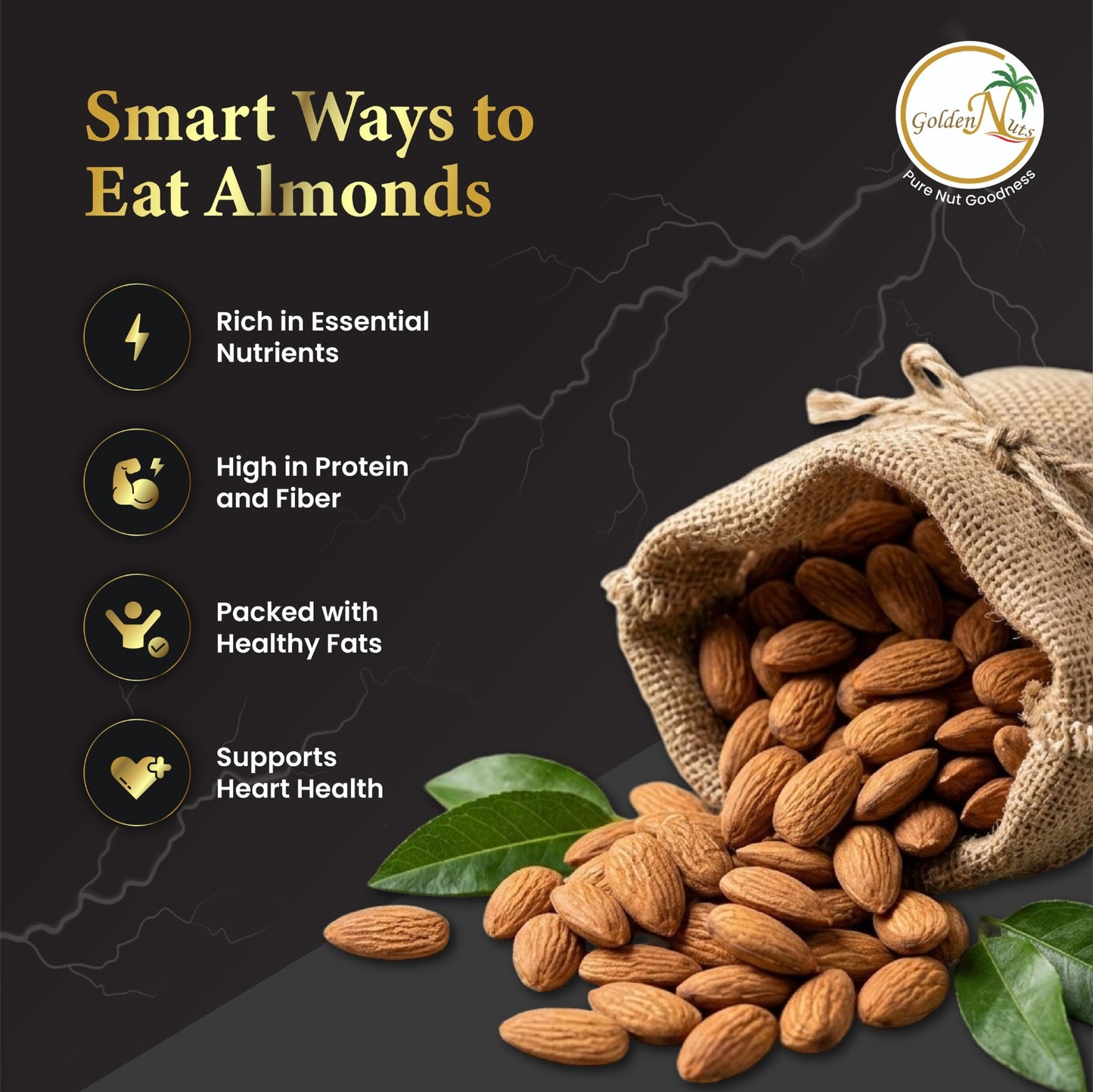 Golden Nuts Almonds (Badam) - 500g Jar