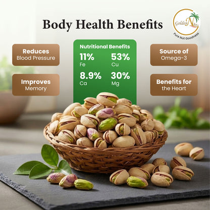 Golden Nuts Premium Roasted & Salted Pistachios (Pista) - 500g Jar