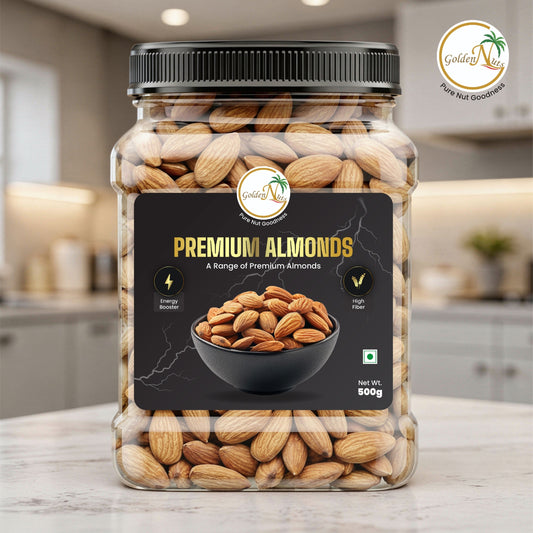 Golden Nuts Almonds (Badam) - 500g Jar