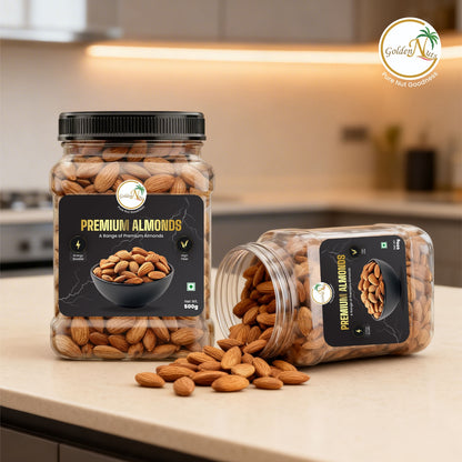 Golden Nuts Almonds (Badam) - 500g Jar