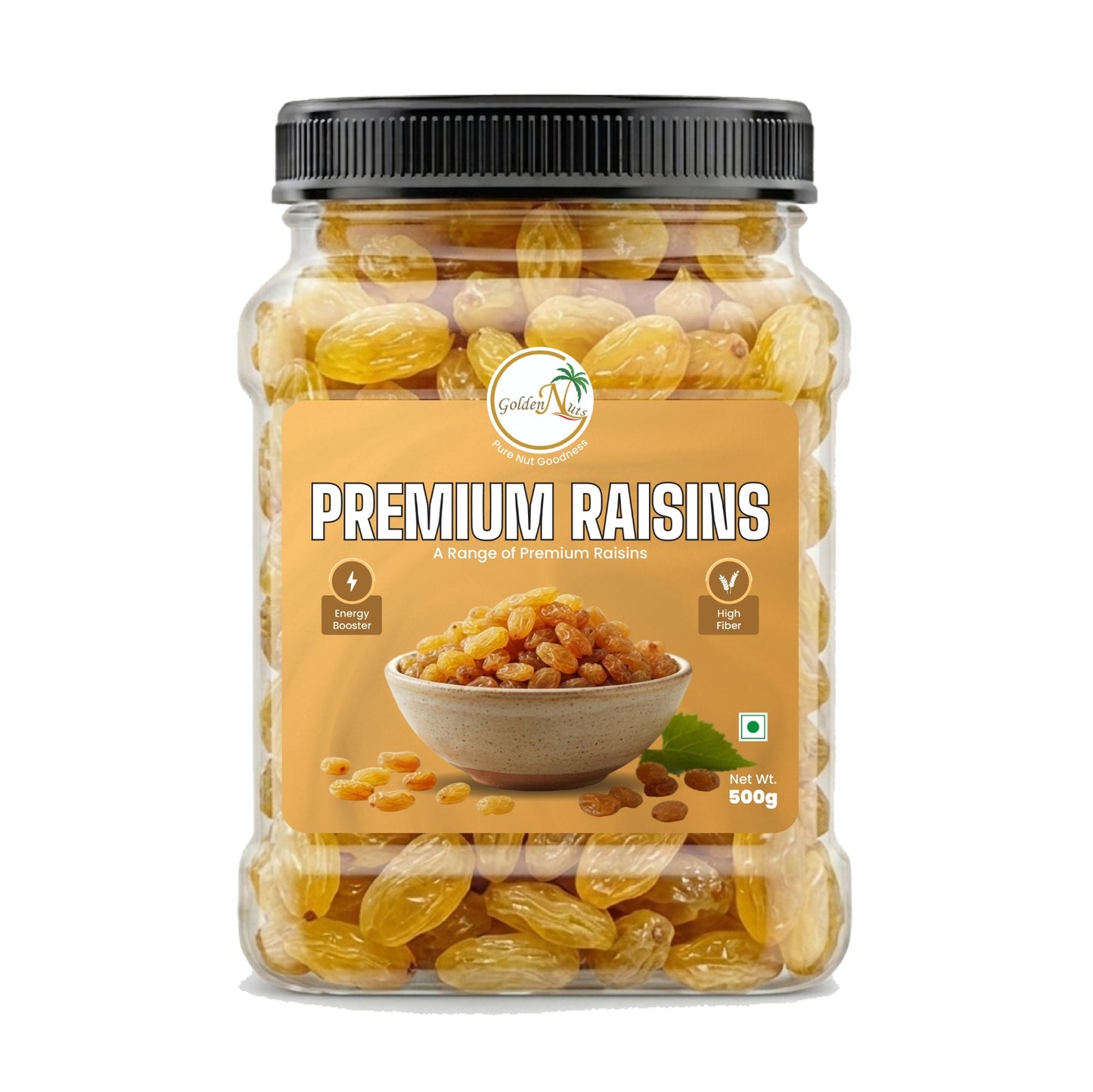 Golden Nuts Premium Golden Raisins (Kishmish) - 500g Jar