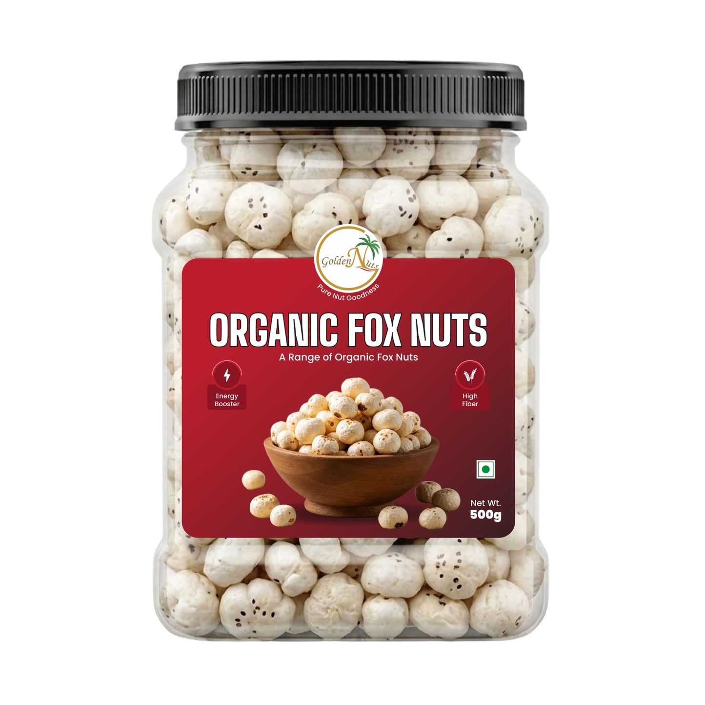 Golden Nuts Premium Phool Makhana (Fox Nuts) - 500g Jar
